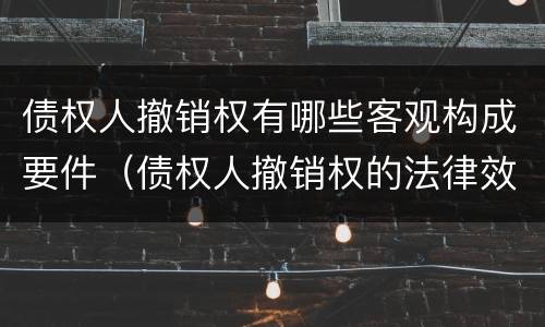 债权人撤销权有哪些客观构成要件（债权人撤销权的法律效果）