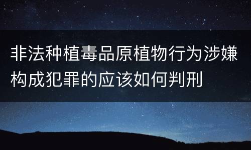 非法种植毒品原植物行为涉嫌构成犯罪的应该如何判刑