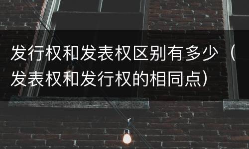 发行权和发表权区别有多少（发表权和发行权的相同点）