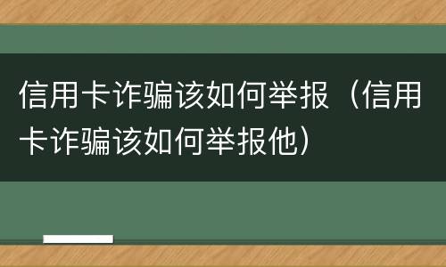 信用卡诈骗该如何举报（信用卡诈骗该如何举报他）
