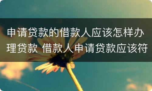 申请贷款的借款人应该怎样办理贷款 借款人申请贷款应该符合什么要求