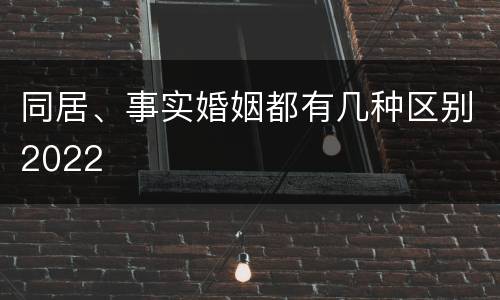 同居、事实婚姻都有几种区别2022