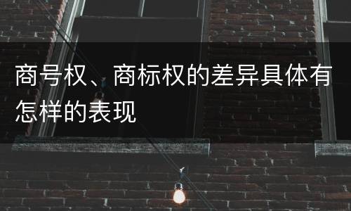 商号权、商标权的差异具体有怎样的表现