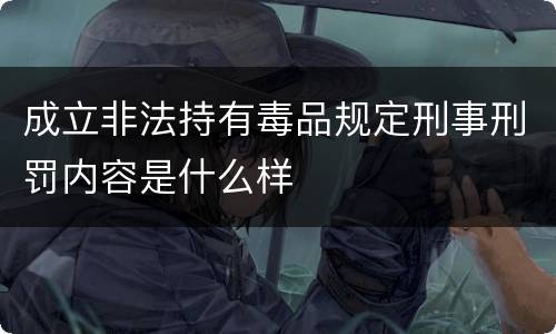 成立非法持有毒品规定刑事刑罚内容是什么样