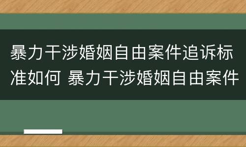 暴力干涉婚姻自由案件追诉标准如何 暴力干涉婚姻自由案件追诉标准如何写