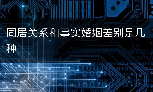 同居关系和事实婚姻差别是几种