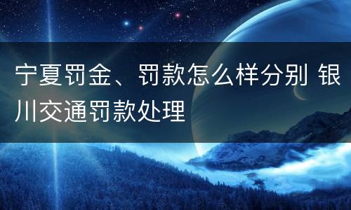 宁夏罚金、罚款怎么样分别 银川交通罚款处理