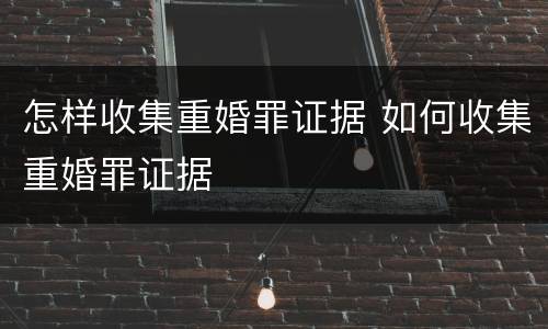 怎样收集重婚罪证据 如何收集重婚罪证据