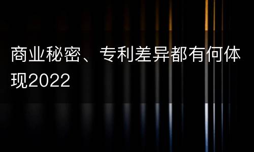 商业秘密、专利差异都有何体现2022