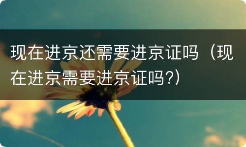 现在进京还需要进京证吗（现在进京需要进京证吗?）