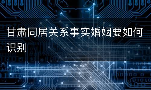 甘肃同居关系事实婚姻要如何识别