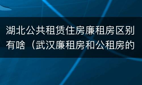 湖北公共租赁住房廉租房区别有啥（武汉廉租房和公租房的区别）