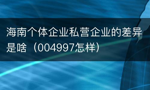 海南个体企业私营企业的差异是啥（004997怎样）