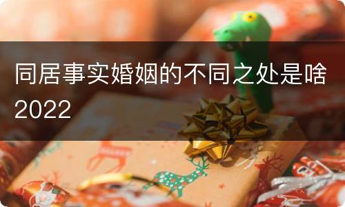 同居事实婚姻的不同之处是啥2022
