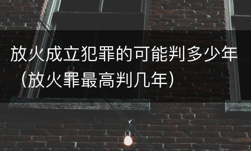放火成立犯罪的可能判多少年（放火罪最高判几年）