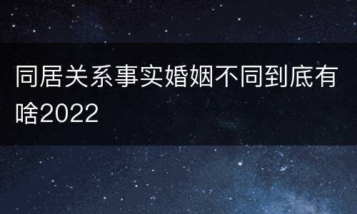 同居关系事实婚姻不同到底有啥2022