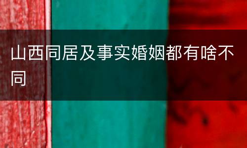 山西同居及事实婚姻都有啥不同