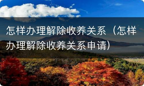 怎样办理解除收养关系（怎样办理解除收养关系申请）