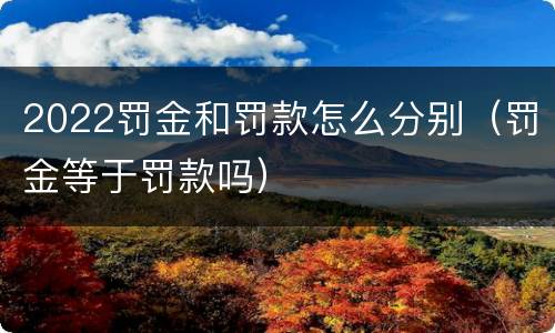 2022罚金和罚款怎么分别（罚金等于罚款吗）