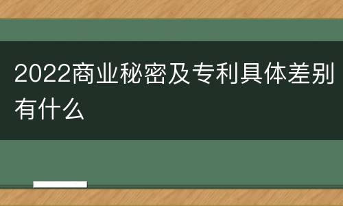2022商业秘密及专利具体差别有什么