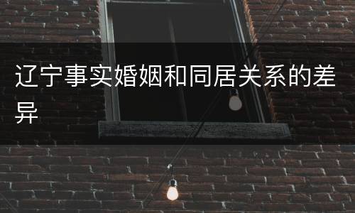 辽宁事实婚姻和同居关系的差异