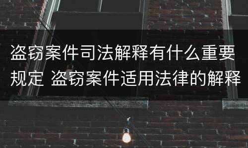 盗窃案件司法解释有什么重要规定 盗窃案件适用法律的解释