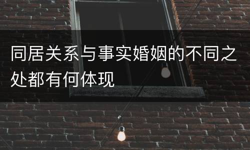 同居关系与事实婚姻的不同之处都有何体现
