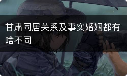甘肃同居关系及事实婚姻都有啥不同