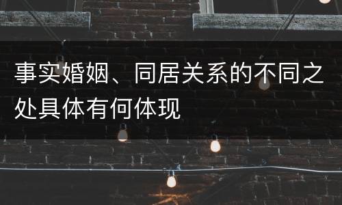 事实婚姻、同居关系的不同之处具体有何体现