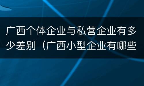 广西个体企业与私营企业有多少差别（广西小型企业有哪些）
