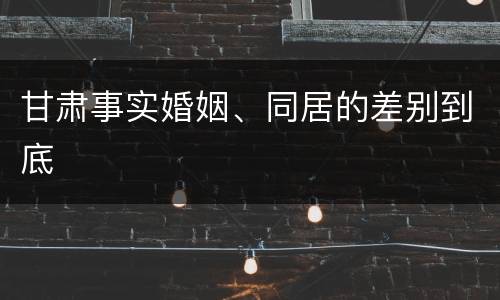 甘肃事实婚姻、同居的差别到底