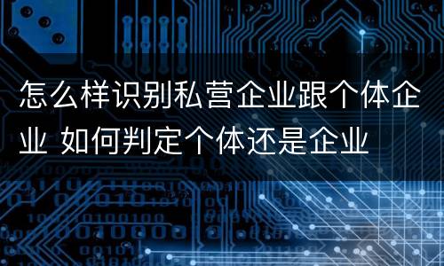 怎么样识别私营企业跟个体企业 如何判定个体还是企业