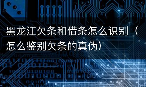 黑龙江欠条和借条怎么识别（怎么鉴别欠条的真伪）