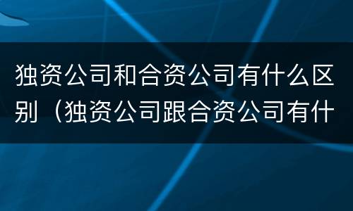 独资公司和合资公司有什么区别（独资公司跟合资公司有什么区别）