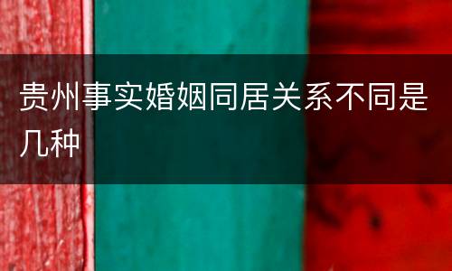 贵州事实婚姻同居关系不同是几种