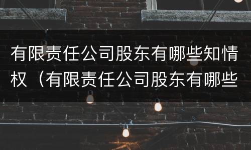 有限责任公司股东有哪些知情权（有限责任公司股东有哪些知情权利）