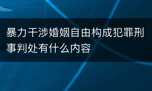 暴力干涉婚姻自由构成犯罪刑事判处有什么内容