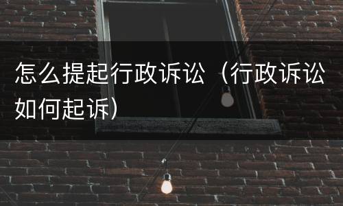 怎么提起行政诉讼（行政诉讼如何起诉）