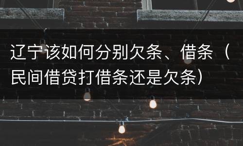 辽宁该如何分别欠条、借条（民间借贷打借条还是欠条）