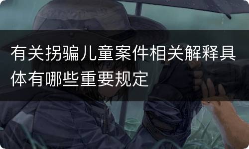 有关拐骗儿童案件相关解释具体有哪些重要规定