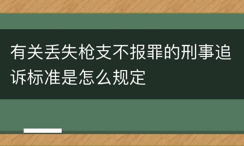 有关丢失枪支不报罪的刑事追诉标准是怎么规定