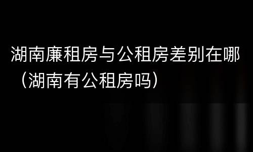 湖南廉租房与公租房差别在哪（湖南有公租房吗）