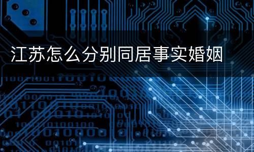 江苏怎么分别同居事实婚姻
