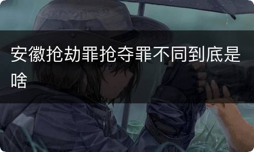 安徽抢劫罪抢夺罪不同到底是啥