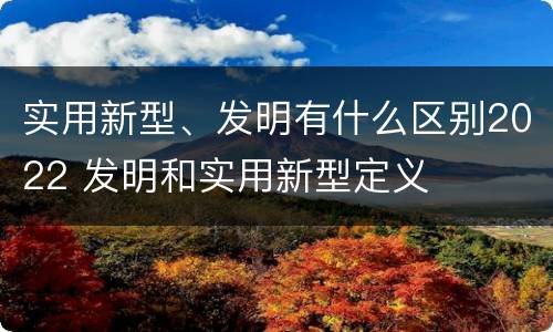 实用新型、发明有什么区别2022 发明和实用新型定义