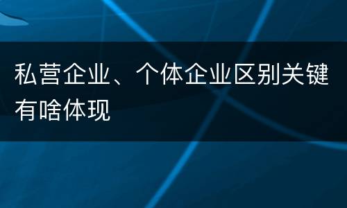 私营企业、个体企业区别关键有啥体现
