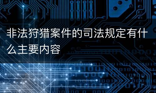 非法狩猎案件的司法规定有什么主要内容