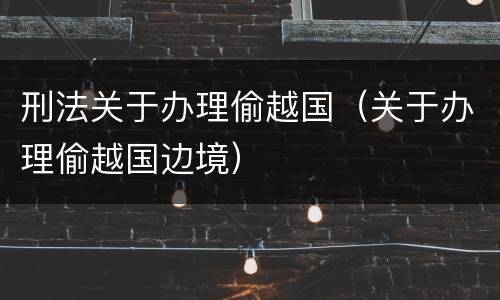 刑法关于办理偷越国（关于办理偷越国边境）