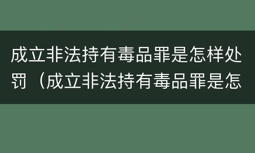 成立非法持有毒品罪是怎样处罚（成立非法持有毒品罪是怎样处罚的）