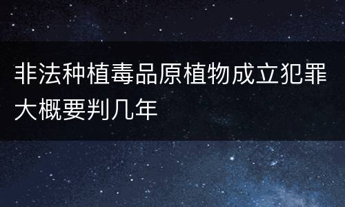 非法种植毒品原植物成立犯罪大概要判几年